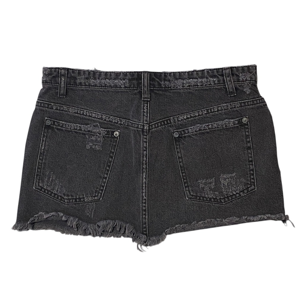 Free People Distressed Denim Mini Skirt Faded Black Raw Hem Size 2 OB711635 - Picture 7 of 7